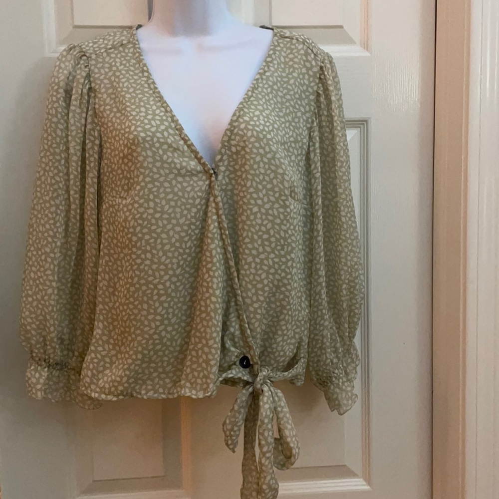 Abercrombie &Fitch wrap chiffon top In sage green
